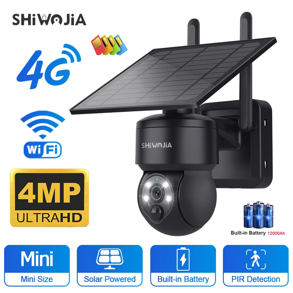 SHIWOJIA-Câmera Solar PTZ sem  - Garden Camera avaliação e preço